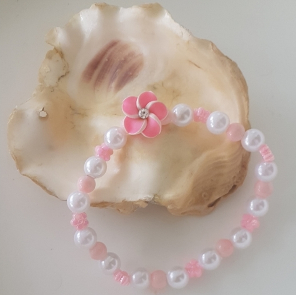 🌸 Pink Plumeria Bracelet